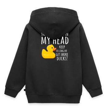 Lustige Gummi Ente Kleine Stimmen in meinem Kopf - Kinder Premium Organic Hoodie - Schwarz - Hinten - AI Model Kid Male (0cm)