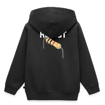 Drôle d’électricien jeu de mots - Sweat Premium à capuche enfant bio - noir - Dos - AI Model Kid Male (0cm)