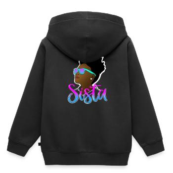 Black Sista Queen Melanin African American Women - Sweat Premium à capuche enfant bio - noir - Dos - AI Model Kid Male (0cm)