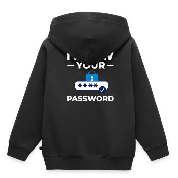 Mot de passe Pirate de sécurité Piratage informatique - Sweat Premium à capuche enfant bio - noir - Dos - AI Model Kid Male (0cm)