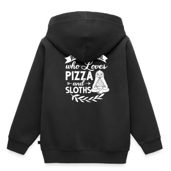 Faultier Pizza Lieferung Pizzeria Italienisch - Kinder Premium Organic Hoodie - Schwarz - Hinten - AI Model Kid Male (0cm)