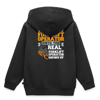 Conducteur de chariot élévateur Élévateur - Sweat Premium à capuche enfant bio - noir - Dos - AI Model Kid Male (0cm)