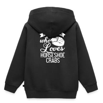 Crabe en fer à cheval Crabe en fer à cheval Crabes des Moluques - Sweat Premium à capuche enfant bio - noir - Dos - AI Model Kid Male (0cm)