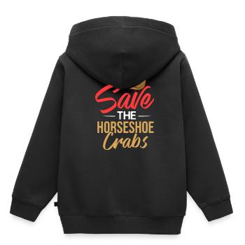 Crabe en fer à cheval Crabe en fer à cheval Crabes des Moluques - Sweat Premium à capuche enfant bio - noir - Dos - AI Model Kid Male (0cm)