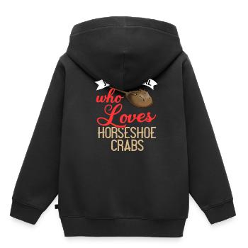 Crabe en fer à cheval Crabe en fer à cheval Crabes des Moluques - Sweat Premium à capuche enfant bio - noir - Dos - AI Model Kid Male (0cm)