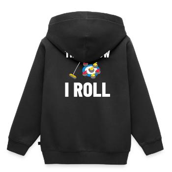 Curling Sport Spiel Spieler Curlingsteine Eis - Kinder Premium Organic Hoodie - Schwarz - Hinten - AI Model Kid Male (0cm)