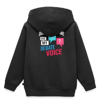 Débat Discussion politique Débat Argument - Sweat Premium à capuche enfant bio - noir - Dos - AI Model Kid Male (0cm)