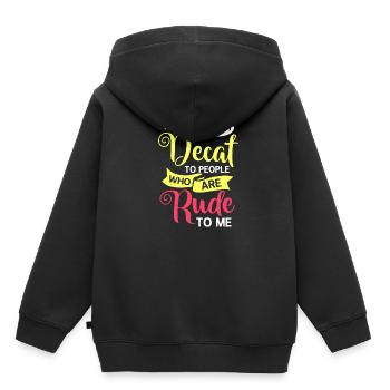 Café décaféiné Caféine Décaféiné - Sweat Premium à capuche enfant bio - noir - Dos - AI Model Kid Male (0cm)