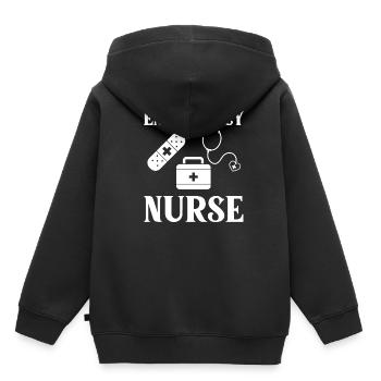 Infirmière d’urgence Premiers soins - Sweat Premium à capuche enfant bio - noir - Dos - AI Model Kid Male (0cm)