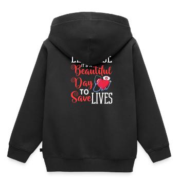 Infirmière d’urgence Premiers soins - Sweat Premium à capuche enfant bio - noir - Dos - AI Model Kid Male (0cm)