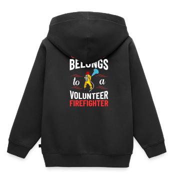 Pompiers volontaires - Sweat Premium à capuche enfant bio - noir - Dos - AI Model Kid Male (0cm)