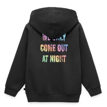 Funny sayings, statement, text we only come out - Kids Premium Organic Hoodie - black - Back - AI Model Kid Male (0cm)