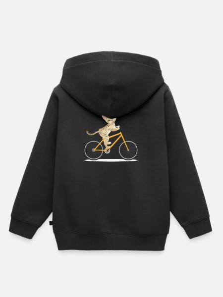 chat vélos - Sweat Premium à capuche enfant bio - noir