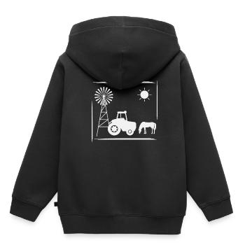 Horse Windmill Ranch Outback Vacances de vacances - Sweat Premium à capuche enfant bio - noir - Dos - AI Model Kid Male (0cm)
