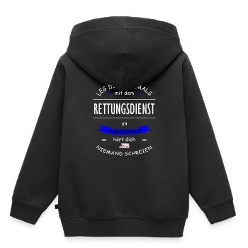 Rettungsdienst Witz Drohung Krankenwagen Sanitaete - Kinder Premium Organic Hoodie - Schwarz - Hinten - AI Model Kid Male (0cm)