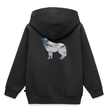 Wolf Silhouette - Kinder Premium Organic Hoodie - Schwarz - Hinten - AI Model Kid Male (0cm)