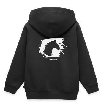 Cheval Étalon Ross Mare Sport équestre - Sweat Premium à capuche enfant bio - noir - Dos - AI Model Kid Male (0cm)