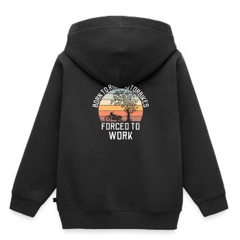 Geboren Um Motorrad Zu Fahren Gezwungen Zu Arbeite - Kinder Premium Organic Hoodie - Schwarz - Hinten - AI Model Kid Male (0cm)