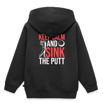 Behalten Sie Ruhe Und Versenken Sie Den Putt - Kinder Premium Organic Hoodie - Schwarz - Hinten - AI Model Kid Male (0cm)