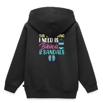 Das Einzige Was Ich Brauche, Bikini Und Sandalen - Kinder Premium Organic Hoodie - Schwarz - Hinten - AI Model Kid Male (0cm)