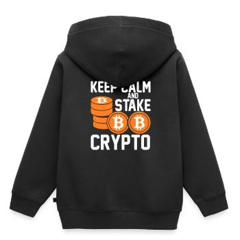 Ruhig Bleiben Und Auf Krypto Setzen - Kinder Premium Organic Hoodie - Schwarz - Hinten - AI Model Kid Male (0cm)
