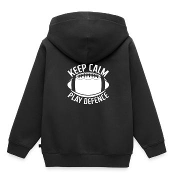 Restez calme et jouez défensivement - Football - Sweat Premium à capuche enfant bio - noir - Dos - AI Model Kid Male (0cm)