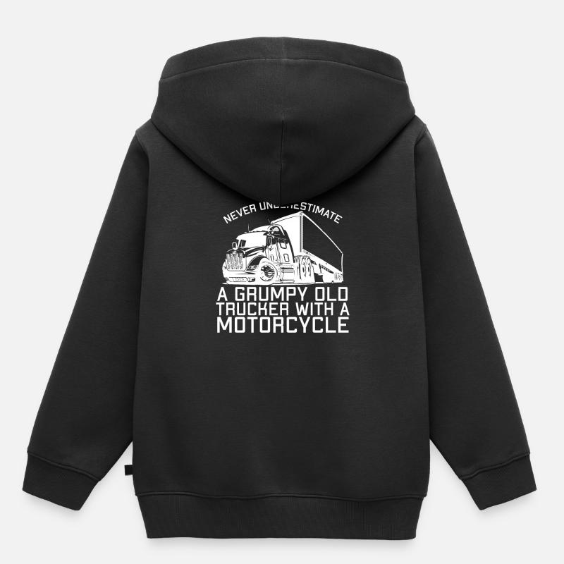 Never underestimate a grumpy old Trucke - Kids Premium Organic Hoodie - black