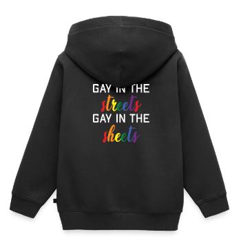 Schwul Auf Der Straße Schwul Im Bett - Kinder Premium Organic Hoodie - Schwarz - Hinten - AI Model Kid Male (0cm)