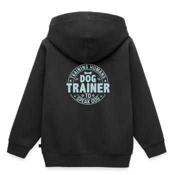 Hundetrainer Trainiert Menschen Um Hunde - Kinder Premium Organic Hoodie - Schwarz - Hinten - AI Model Kid Male (0cm)