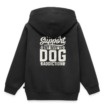 Je travaille autour de la dépendance au chien de ma femme - Sweat Premium à capuche enfant bio - noir - Dos - AI Model Kid Male (0cm)