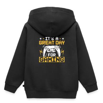 Un grand jour pour les jeux - Sweat Premium à capuche enfant bio - noir - Dos - AI Model Kid Male (0cm)