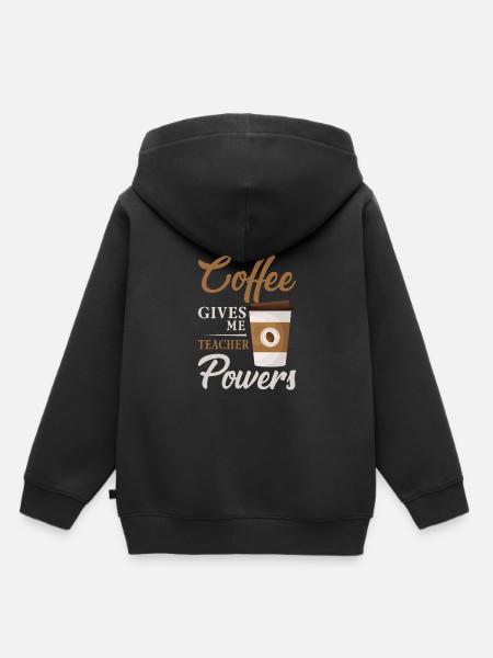 Kaffee Verleiht Mir Lehrerkompetenz - Kinder Premium Organic Hoodie - Schwarz