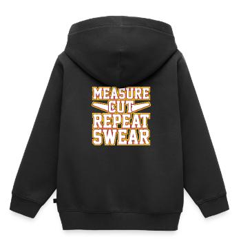Mesurer, couper, répéter, jurer - Sweat Premium à capuche enfant bio - noir - Dos - AI Model Kid Male (0cm)