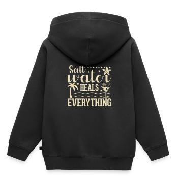 L’eau salée guérit tout - Sweat Premium à capuche enfant bio - noir - Dos - AI Model Kid Male (0cm)