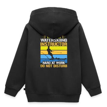 Avertissement : les moniteurs de ski nautique travaillent d’arrache-pied - Sweat Premium à capuche enfant bio - noir - Dos - AI Model Kid Male (0cm)