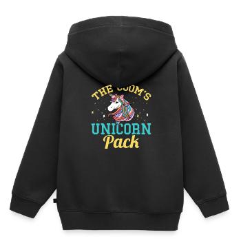 Le paquet licorne pour le marié - Sweat Premium à capuche enfant bio - noir - Dos - AI Model Kid Male (0cm)