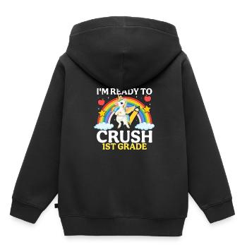 Ich Bin Bereit Die 1. Klasse Zu Erobern - Kinder Premium Organic Hoodie - Schwarz - Hinten - AI Model Kid Male (0cm)