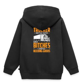 Trucker Lässt Schlüpfer Fallen - Trucker - Kinder Premium Organic Hoodie - Schwarz - Hinten - AI Model Kid Male (0cm)