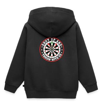 Tais-toi et jette avec nous - Sweat Premium à capuche enfant bio - noir - Dos - AI Model Kid Male (0cm)