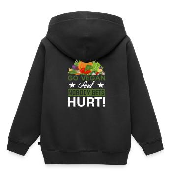 Werde Veganer Und Niemand Wird Verletzt! - Kinder Premium Organic Hoodie - Schwarz - Hinten - AI Model Kid Male (0cm)