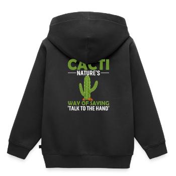 Cactus : la façon dont la nature dit « Parlez à la main ». - Sweat Premium à capuche enfant bio - noir - Dos - AI Model Kid Male (0cm)
