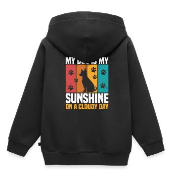 Mein Hund ist mein Sonnenschein an einem bewölkten Tag - Kinder Premium Organic Hoodie - Schwarz - Hinten - AI Model Kid Male (0cm)