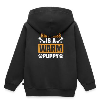 Le bonheur est un chiot chaleureux. - Sweat Premium à capuche enfant bio - noir - Dos - AI Model Kid Male (0cm)
