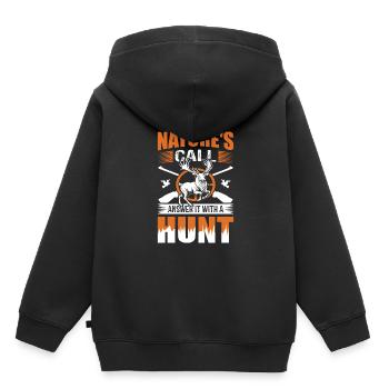 L’appel de la nature : Répondez-y par une chasse. - Sweat Premium à capuche enfant bio - noir - Dos - AI Model Kid Male (0cm)
