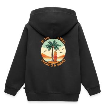 S’il y a une volonté, il y a une vague ! - Sweat Premium à capuche enfant bio - noir - Dos - AI Model Kid Male (0cm)