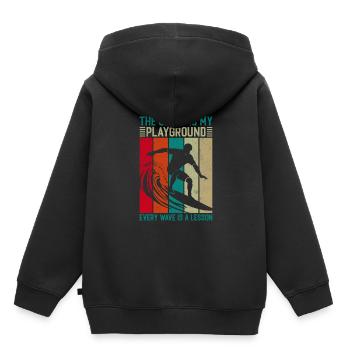Der Ozean ist mein Spielplatz; Jede Welle ist eine Lektion - Kinder Premium Organic Hoodie - Schwarz - Hinten - AI Model Kid Male (0cm)