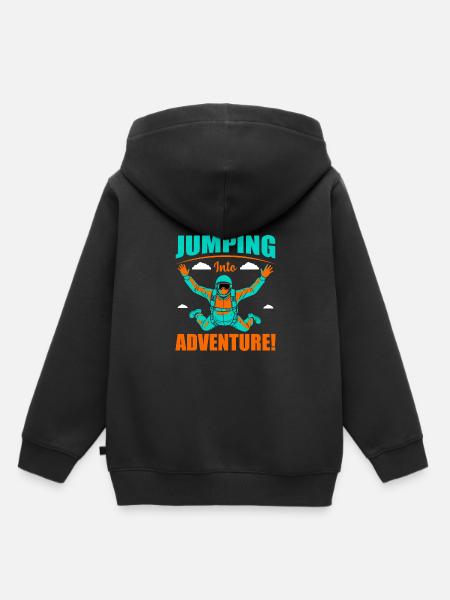 Stürze dich ins Abenteuer! - Kinder Premium Organic Hoodie - Schwarz