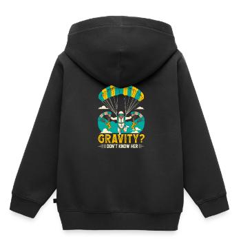 Gravité? Je ne la connais pas. - Sweat Premium à capuche enfant bio - noir - Dos - AI Model Kid Male (0cm)