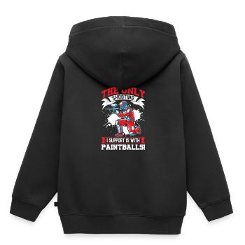 Das einzige "Schießen", das ich unterstütze, ist mit Paintballs! - Kinder Premium Organic Hoodie - Schwarz - Hinten - AI Model Kid Male (0cm)