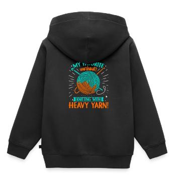 Mein Lieblingstraining? Stricken mit schwerem Garn! - Kinder Premium Organic Hoodie - Schwarz - Hinten - AI Model Kid Male (0cm)